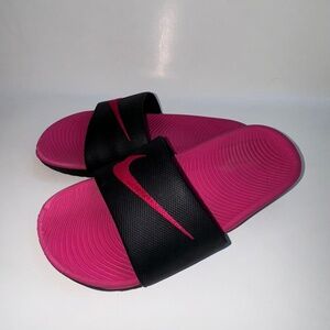 Nike Pink and Black Kawa Slides